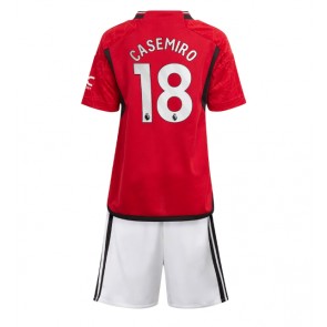 Manchester United Casemiro #18 Replica Home Stadium Kit for Kids 2023-24 Short Sleeve (+ pants)